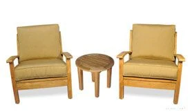 Teak Outdoor Seating Conversation Set - Club Chairs and Round End Table