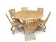 Teak Outdoor Dining Set for 6 - 8 Guests - Round Table (60in) and 6 Folding Teak Chairs | GOLDENTEAK